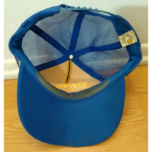 Vintage Maui Hawaii Blue And Yellow Trucker Snap Back Hat Good Leaf - Picture 3 of 5